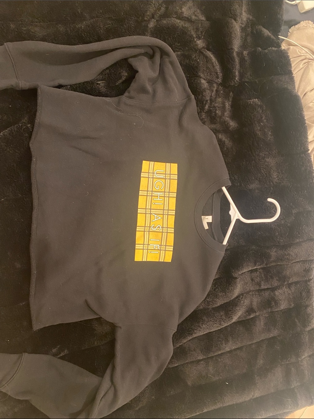 Bella Canvas Black Crewneck Sweater with Yellow Plaid Chest Graphic